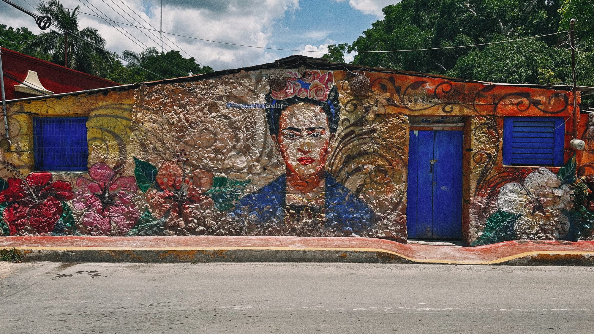 A mural of Frida in Bacalar, Mexico